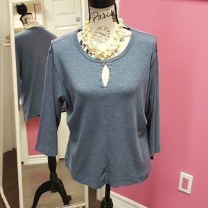 Cherokee 💟 Blue Sweater Blouse Top Size XL
